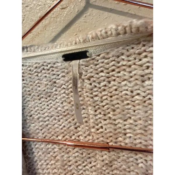 Free People Womens Cardigan M Beige Marled Oversized Open Front Knit Sweater - Image 4