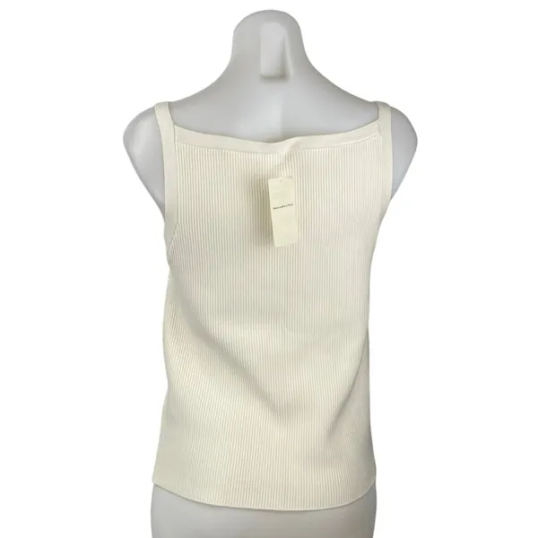NEW Abercrombie & Fitch Cream Sleeveless Rib Knit Cami Camisole Crop Tank Top L - Image 3