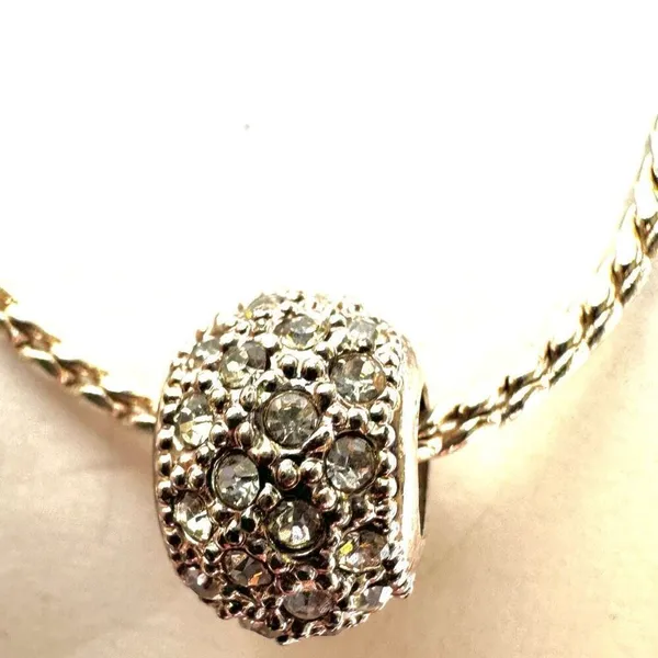 Silver tone rhinestone bead necklace - Image 10