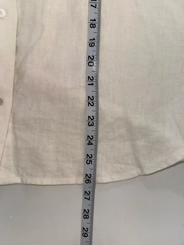Abercrombie & Fitch Linen Blend Oversized Shirt Ivory White Button Down - Image 9