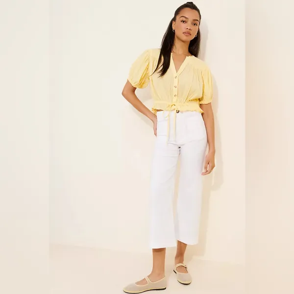 Anthropologie NWOT Maeve The Colette Cropped Wide-Leg Pants: Embroidered Edition - Image 3