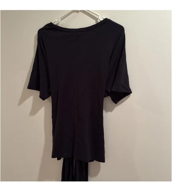 NWT Peruvian Connection Black waist sash wrap Short Sleeve Blouse - Image 3