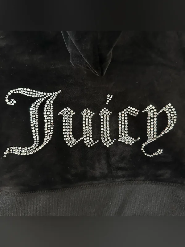 Juicy Couture Women's OG Big Bling Velour Hoodie‎ Black Size XS - Image 11