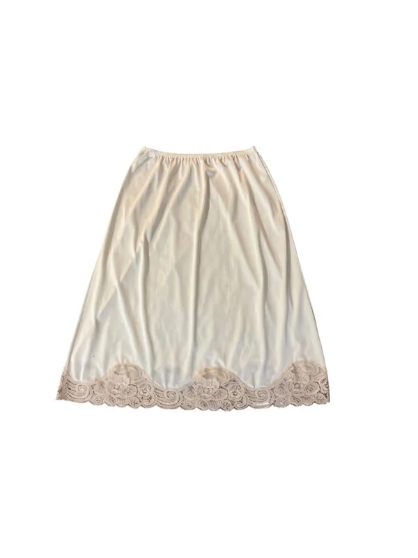 Vanity Fair Half Slip Cream Beige Lace Hem Womens S 24" Nylon Used USA - Image 3