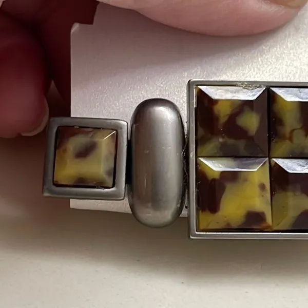 Vintage bar brooch faux Baltic amber art deco style. - Image 3