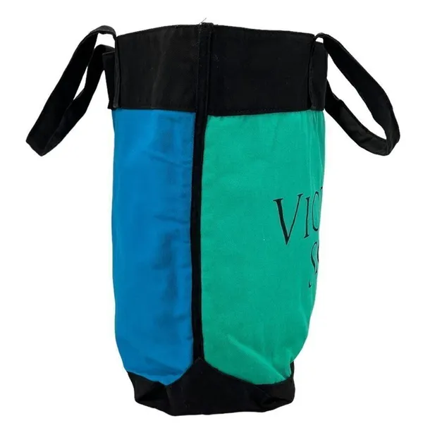 Victoria's Secret Green Blue Black Color Block Limited Edition Large Tote Bag - Image 5