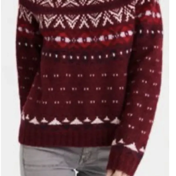 American Eagle Womens Fair Isle Pullover Sweater Size XS Wool Mock Neck - Image 3