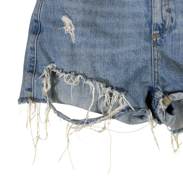Topshop Mom Denim Shorts Light Wash Distressed Frayed Hem Jean Festival Size 6 - Image 4