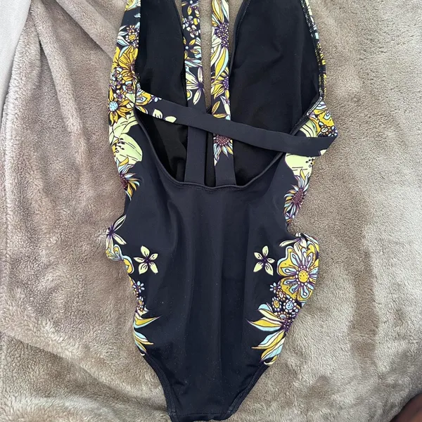 Out from under (urban outfitters) sunflower deep plunge one piece swim suit - Image 5