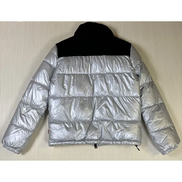 Levi Strauss‎ Co Women's Puffer Jacket Sz XS Silver Color Block Winter Coat - Image 9