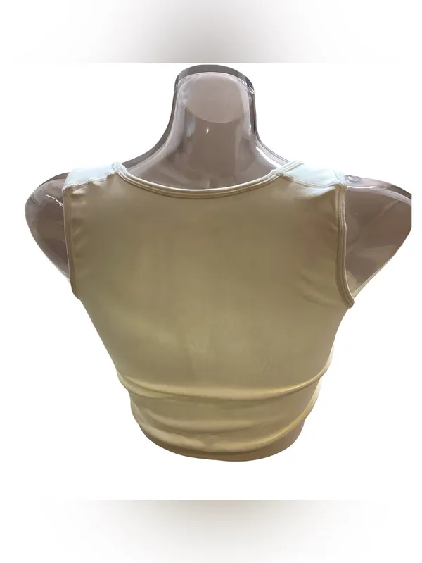 Women's Size Medium Cream Sleeveless Ribbed Crop Top, Preloved - Image 2