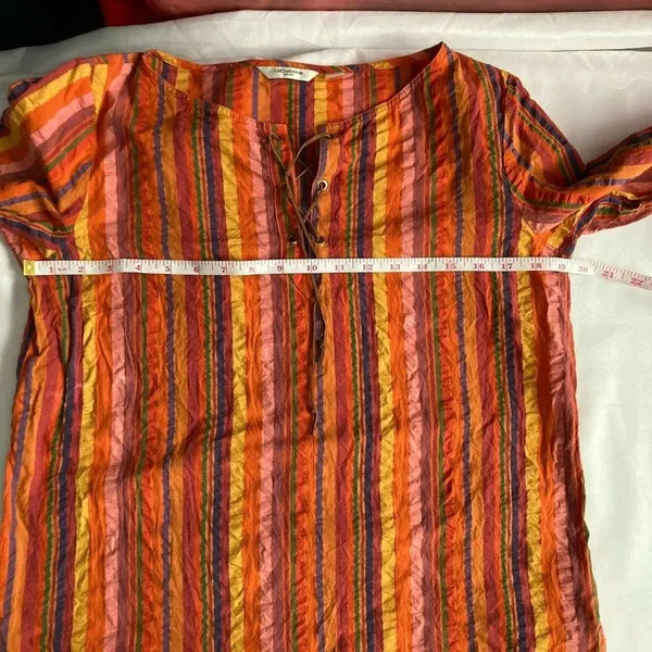 Size 8 Liz Claiborne Striped Popover Long Sleeve Top 70's Boho‎ Style - Image 8