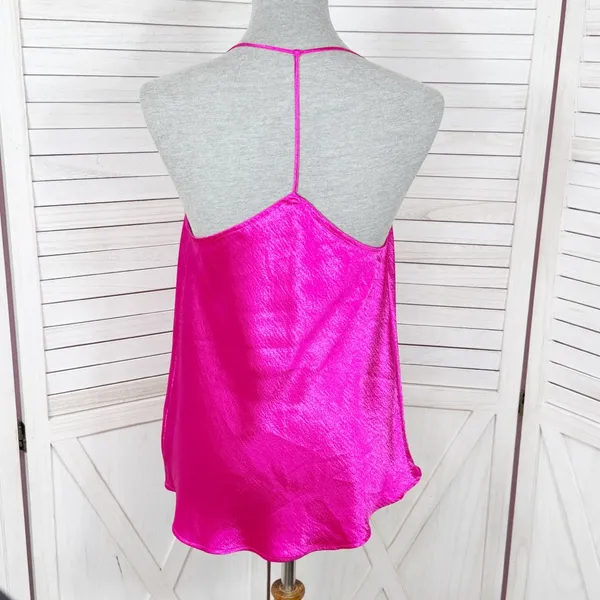 Express Satin Drape Front String Racerback Camisole Top Hot‎ Pink Medium - Image 6
