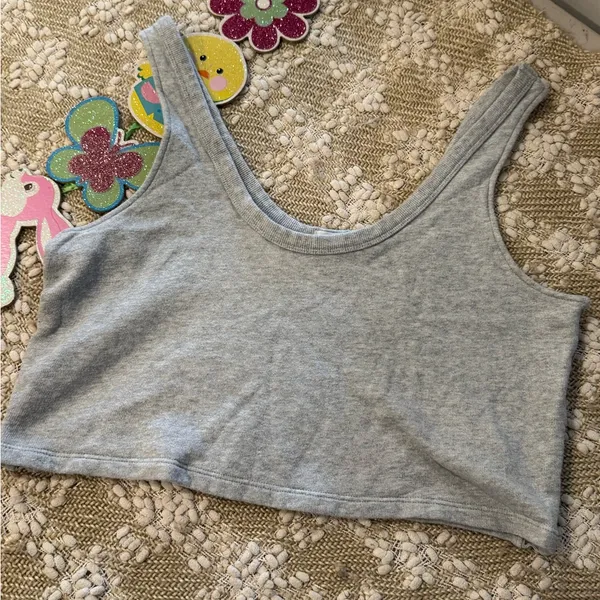 Aerie Crop Top Tank Top Gray Women’s Size M - Image 3