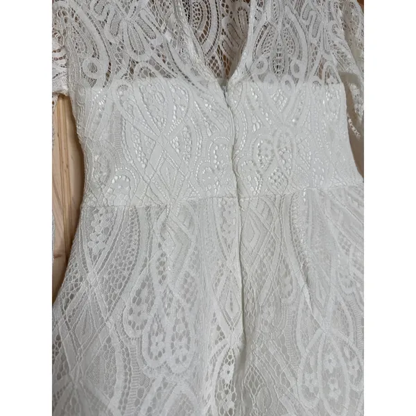 NWT Lulus Gorgeous Attraction White Lace Structured Long Sleeve Mini Dress Sz M - Image 7