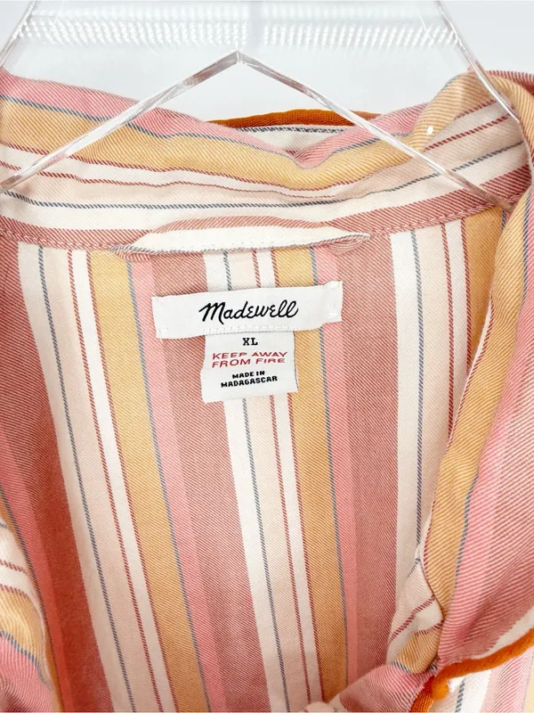 Madewell Rainbow‎ Stripe 2 Piece Pajama Set Women's XL Cozy Lounge - Image 5