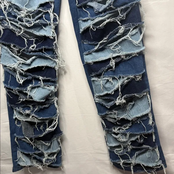 NWT Jaded London two tone layered denim boyfriend fit ripped jeans sz 25 - Image 4