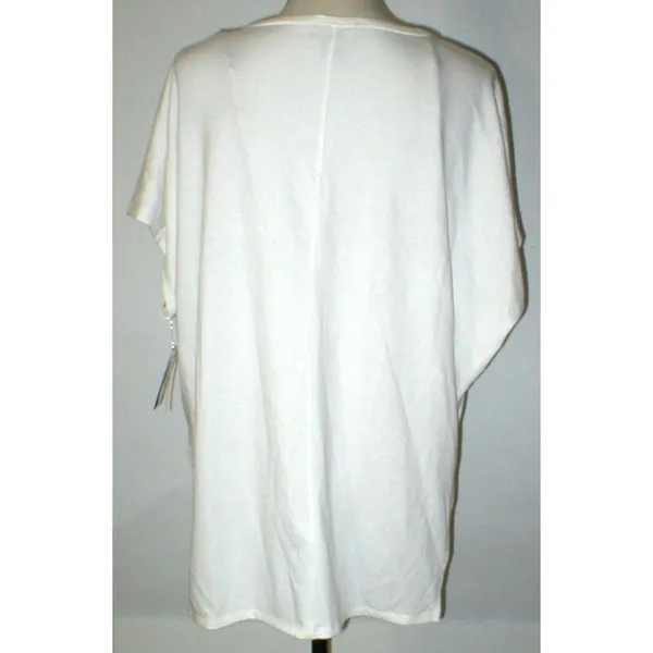 NWT $130 New Natori Zen Top M Womens Warm White Short Sleeves Soft Rayon Medalli - Image 4