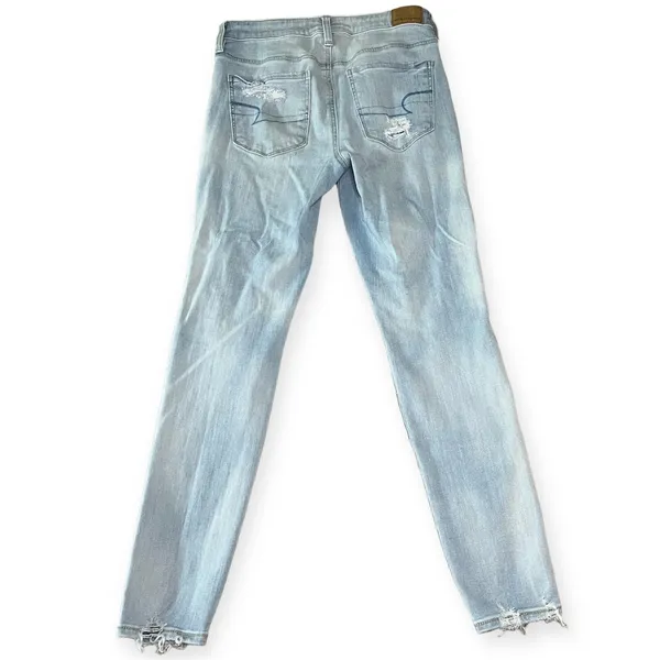 American Eagle Light Wash Distressed Super Hi-Rise Jegging Crop Jeans Sz‎ 4 - Image 9