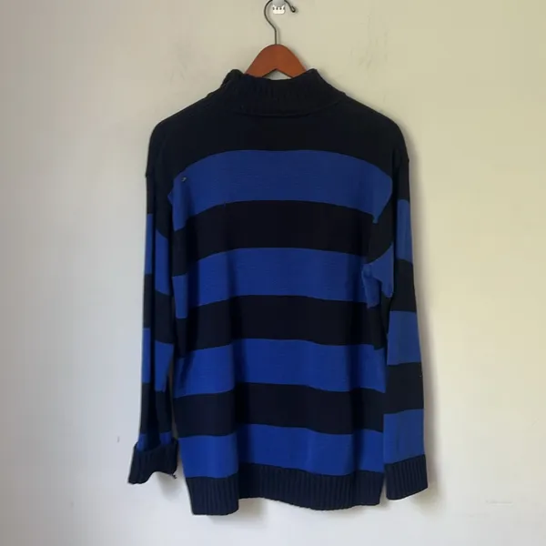 Ralph Lauren Royal Blue Navy Stripe Pullover Cotton Sweater nautical Sz Large ♟️ - Image 6