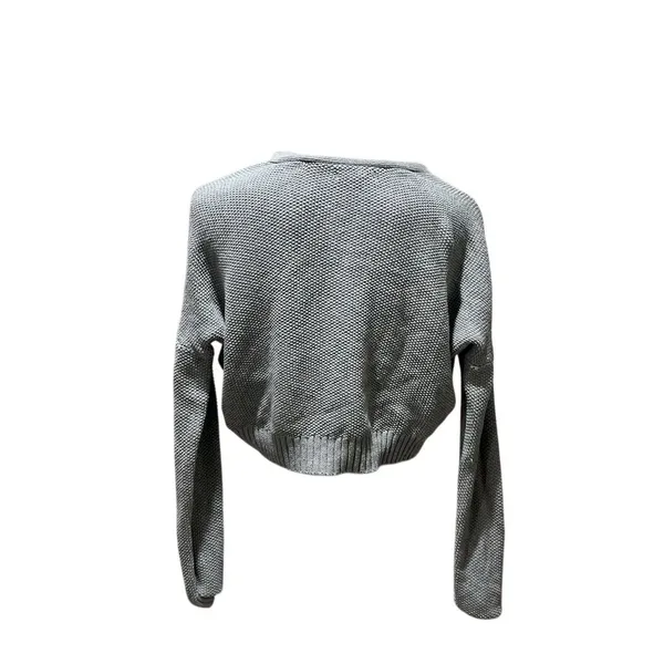 LA Hearts Women's Gray Cropped Henley Sweater Size S Casual Fall - Image 6
