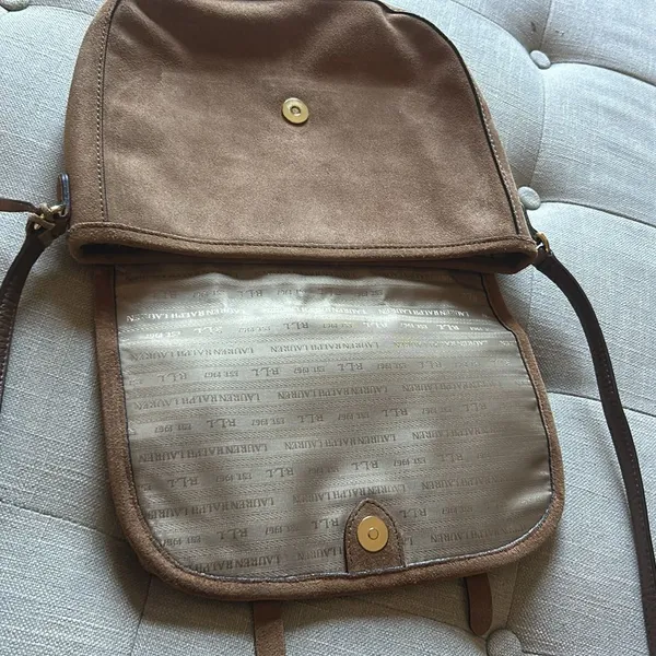 Lauren Ralph Lauren Brown Leather Suede Cow Leather Brown Saddle Crossbody Bag - Image 7