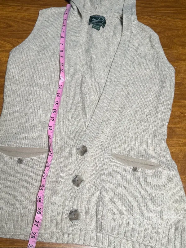 Woolrich Wool Knit Sweater cardigan Vest with Pockets and Buttons medium - Image 7