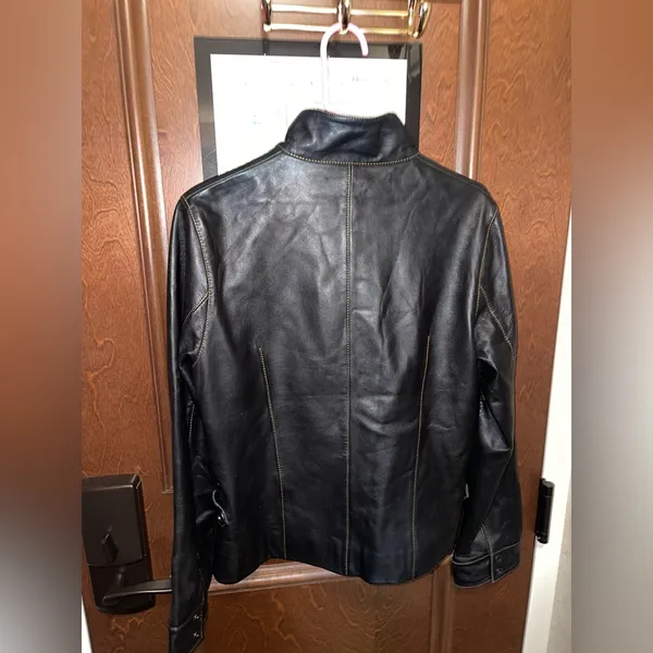 Vintage Faux Leather Women's Black Leather Jacket Size Large Saguaro - Image 2