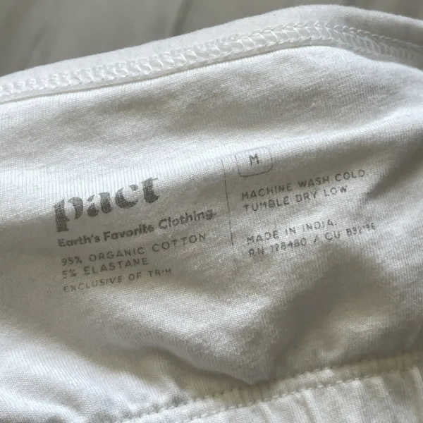 Pact Organic Tank Top cotton shelf bra womens White medium basic natural casual - Image 2