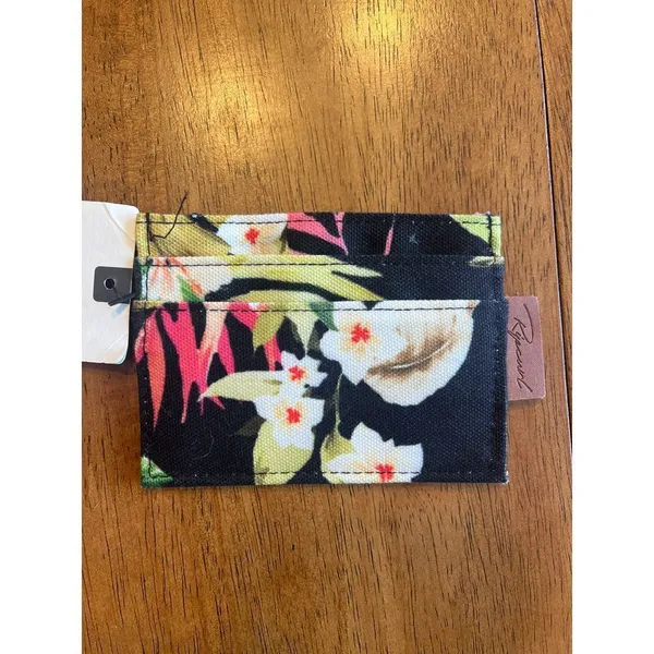Rip Curl Tropical‎ Floral Card Holder Wallet Black Hawaiian Print Mini Wallet - Image 3
