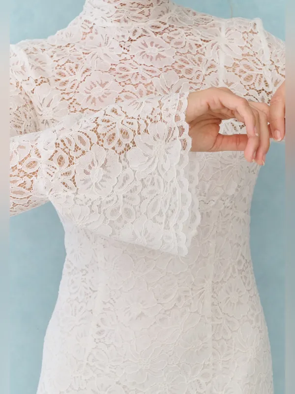 NWT Few Moda x Little White Looks Jen Dress size 8 white Lace bridal ivory - Image 5