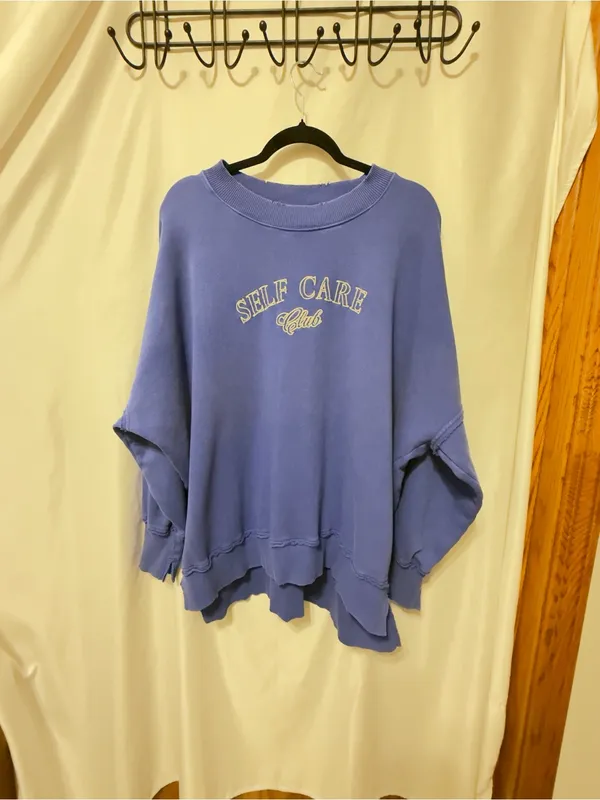 Aerie Blue Sweatshirt - Self Care Club-Size Medium - Image 3