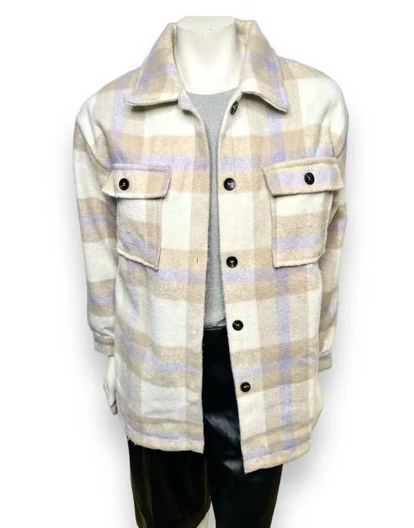 BTFBM Long Sleeve Button Down Plaid Flannel Shaket Size Medium Multiple - Image 10
