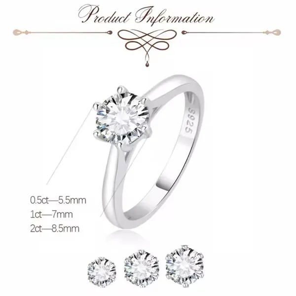 1 Ct Solitaire Engagement Ring Brilliant-Cut Simulated‎ Diamond, Size 8 - Image 3