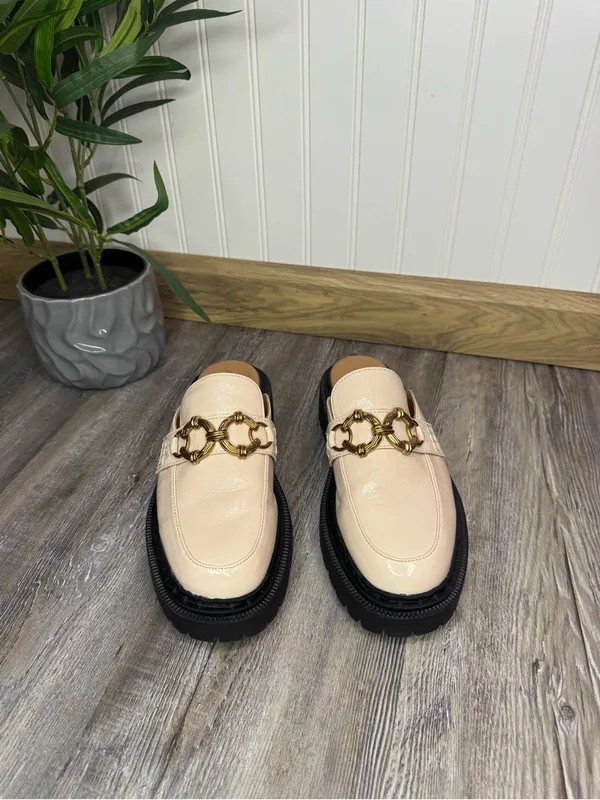 Circus NY by Sam Edelman Womens Light Pink with Gold Evangeline Heeled Mule 8 - Image 5