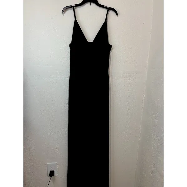 ALICE + OLIVIA Plunging Neckline Maxi Dress Black Size 4 - Image 3