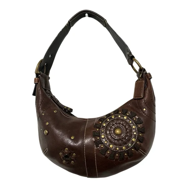Vintage Coach Mia Soho Brown Leather Studded Starburst Hobo Bag 10062 W/ Hangtag - Image 2