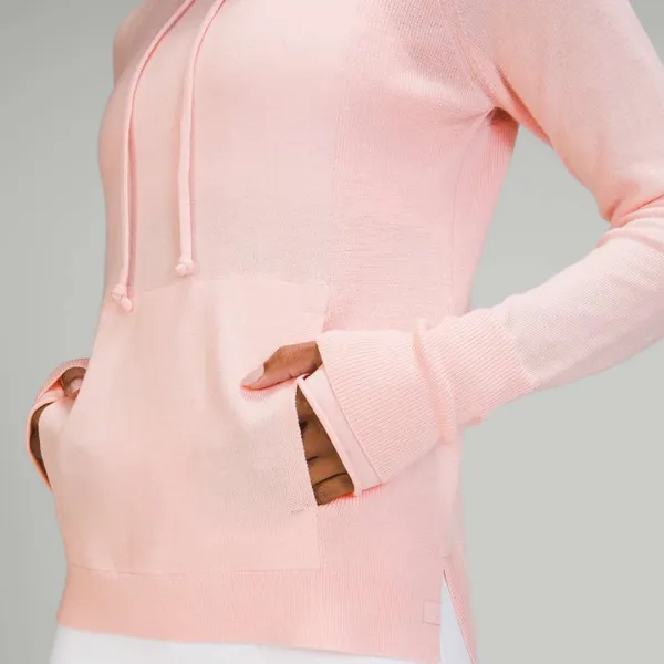 Lululemon Light 100% Merino Wool Hoodie Pullover Sweater Knit‎ Pink Mist Size S - Image 2