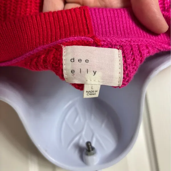 Dee Elly sweater large pink color block - Image 4