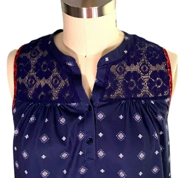 Absolutely Famous Ladies Boho Chic Blue Cami Tank Top Shirt Size M Medium ~Paisley Tank Top Blouse - Image 4