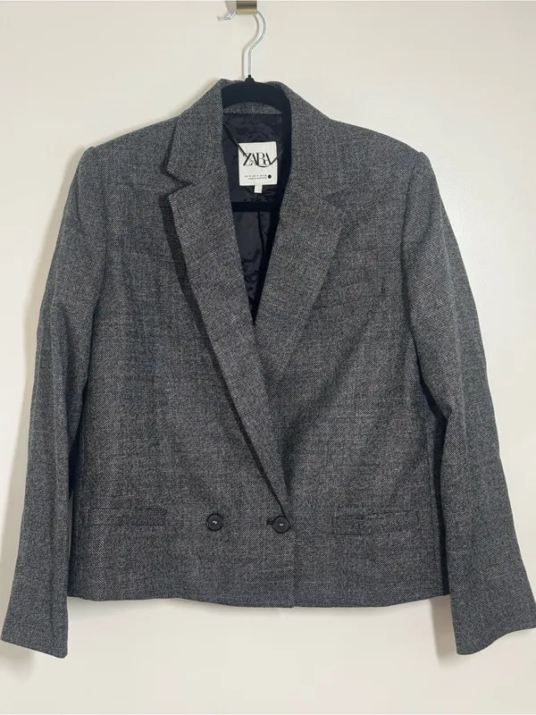 Zara 100% WOOL STRUCTURED BLAZER ZW COLLECTION sz 12 - Image 2