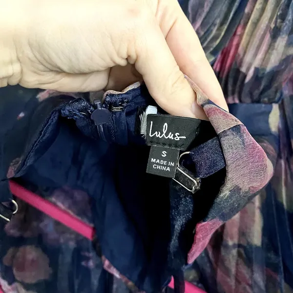 NWOT Lulus Alluring Invite Midnight Blue Floral Pleated Bustier Midi Dress S - Image 6