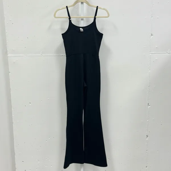 Yogalicious Lux Illusion Rib Scarlett Flare‎ Jumpsuit Black XS Yoga Athleisure - Image 2