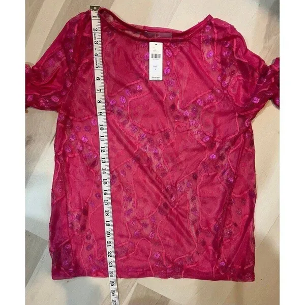 Anthropologie Eva Franco NWT Women Small Pink Sheer Blouse Coquette Chic - Image 8