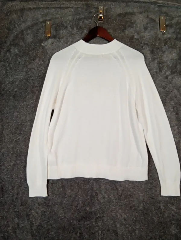 Quince Organic Cotton Mock Neck Sweater Ivory Long Sleeve Womens Small - Image 3
