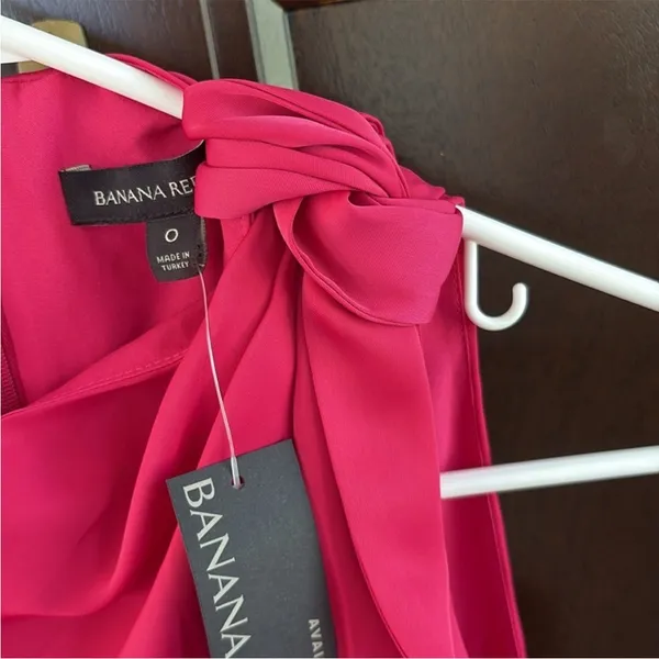NWT Banana Republic Tie Neck Sleeveless Sheath Midi Dress Fuchsia size 0 - Image 4