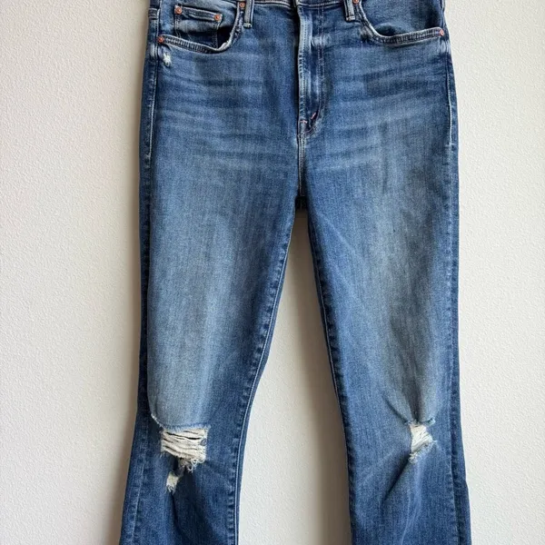 MOTHER The Insider Crop Step Chew Dancing On Coals Flare Hem Size 26 Blue - Image 3