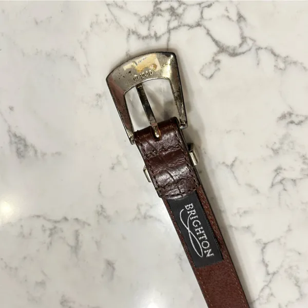 Brighton Brown Leather w/ Silver Detail Size Large‎ Woman’s Belt - Image 4
