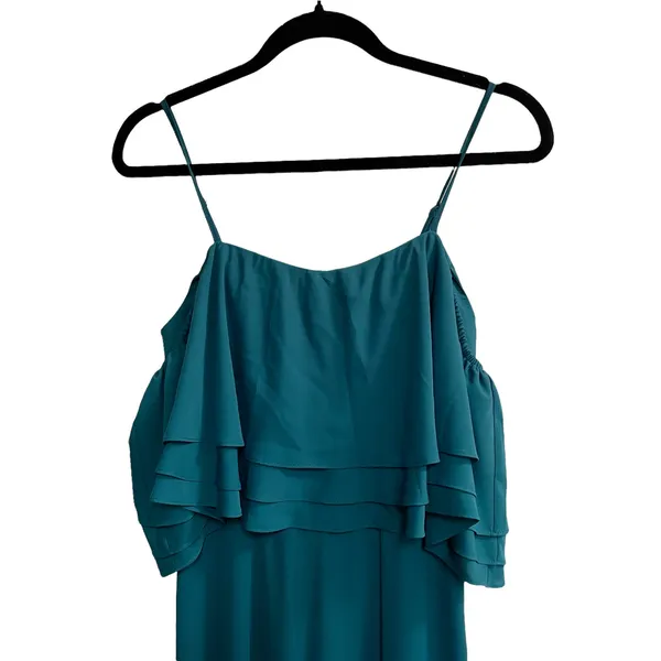 Amanda Uprichard Aida Teal Ruffle Wide Leg Jumpsuit - Image 4