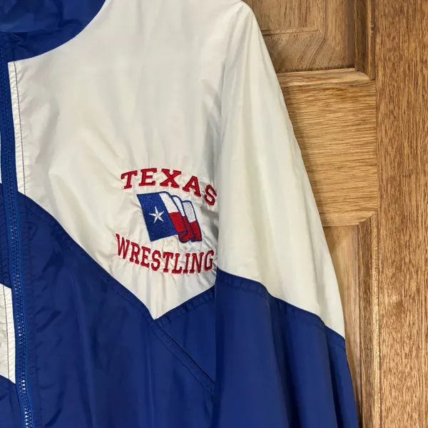 Vintage Blue and White Texas Wrestling Jacket size M - Image 2
